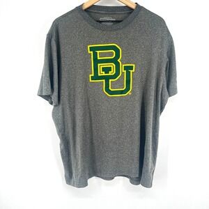 Baylor Bears BU Shirt Mens 2XL Gray Athletic Logo Short Sleeve Polyester